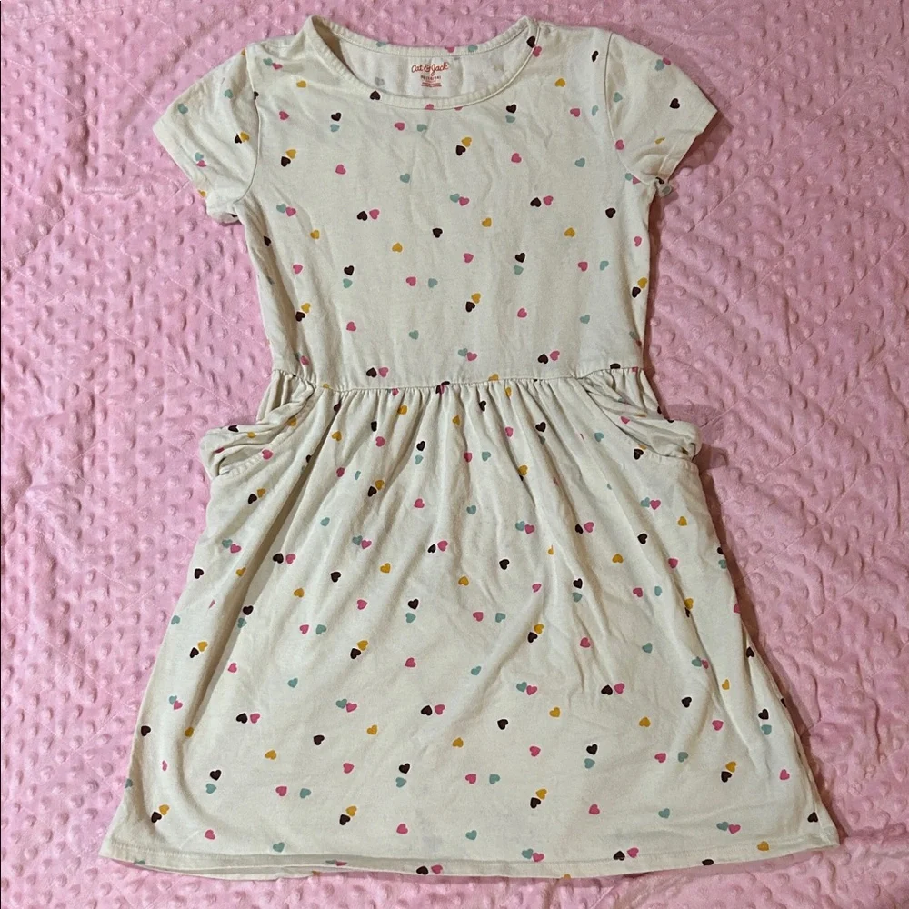 Cat & Jack Cream Dress with Colorful Hearts